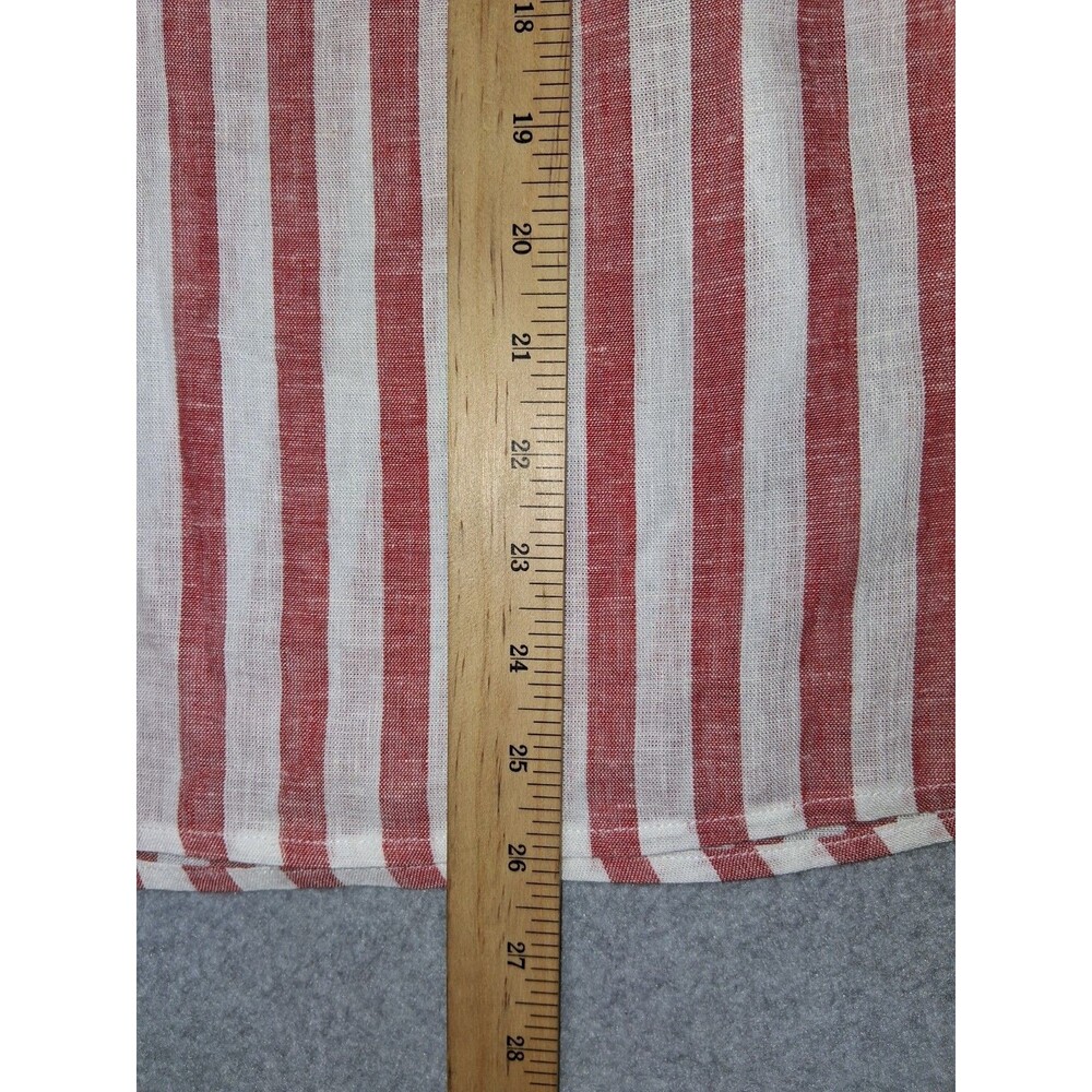 Cato Linen Blend Peasant Tunic Top Womens L Red White Striped Coastal Grandma - Picture 10 of 14
